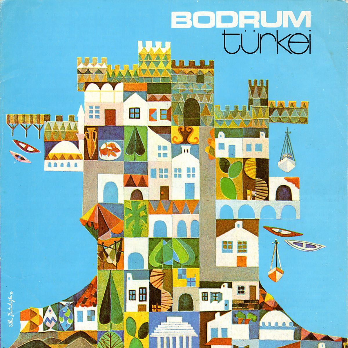 Bodrum Tanıtım Broşürü, Turizm ve Tanıtma Bakanlığı, Kapak Resmi, Ülkü Bartınlıoğlu, 1975