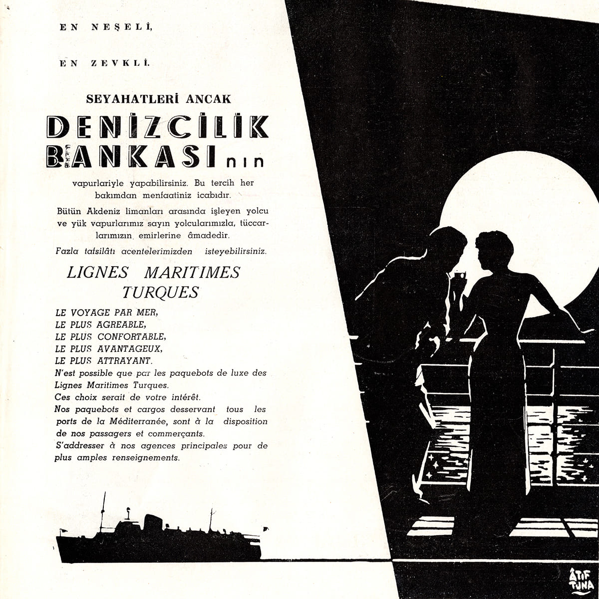 Denizcilik Bankası Reklamı, İktisadi Yürüyüş, Sayı: 305, Atıf Tuna, 1953