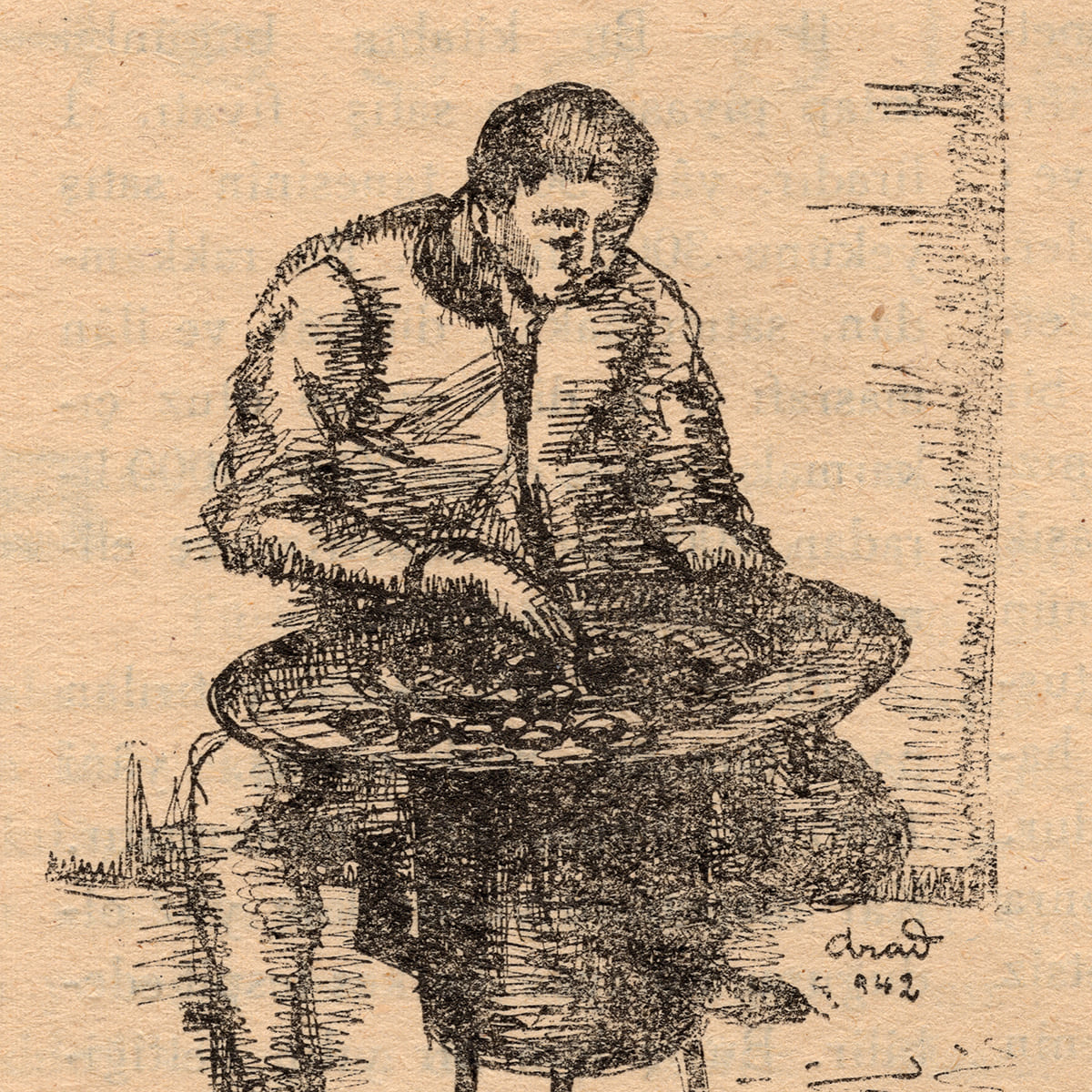 Kestaneci Dostum, İllüstrasyon, Yürüyüş, Sayı: 11, Agop Arad, 1942