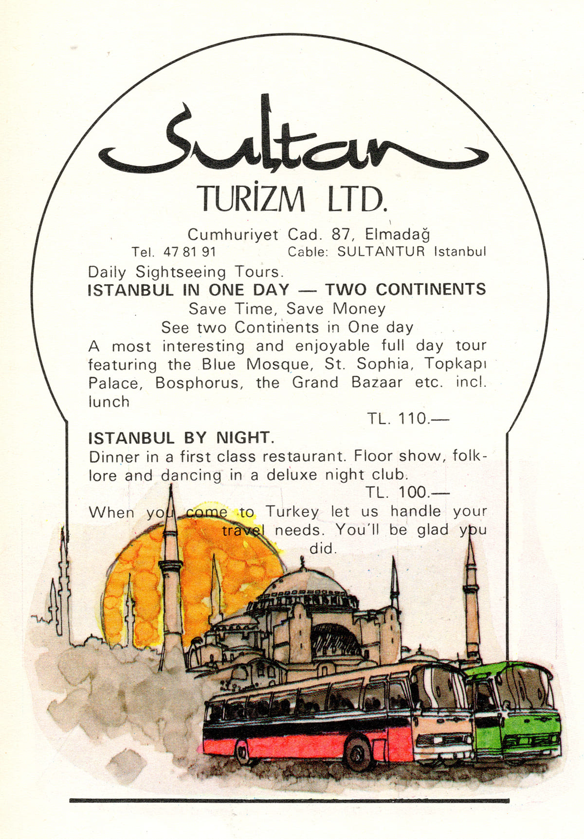 Sultan Turizm Reklamı, İstanbul Hilton Magazine, Fall 1970